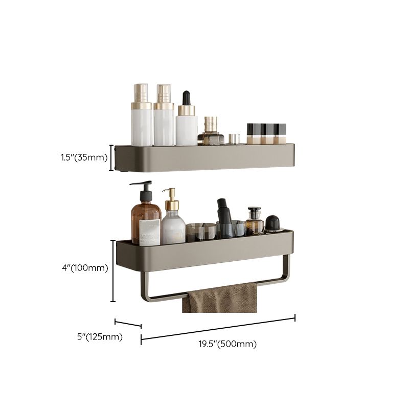 Modern Grey Bathroom Accessory Set with Aluminum Shelf