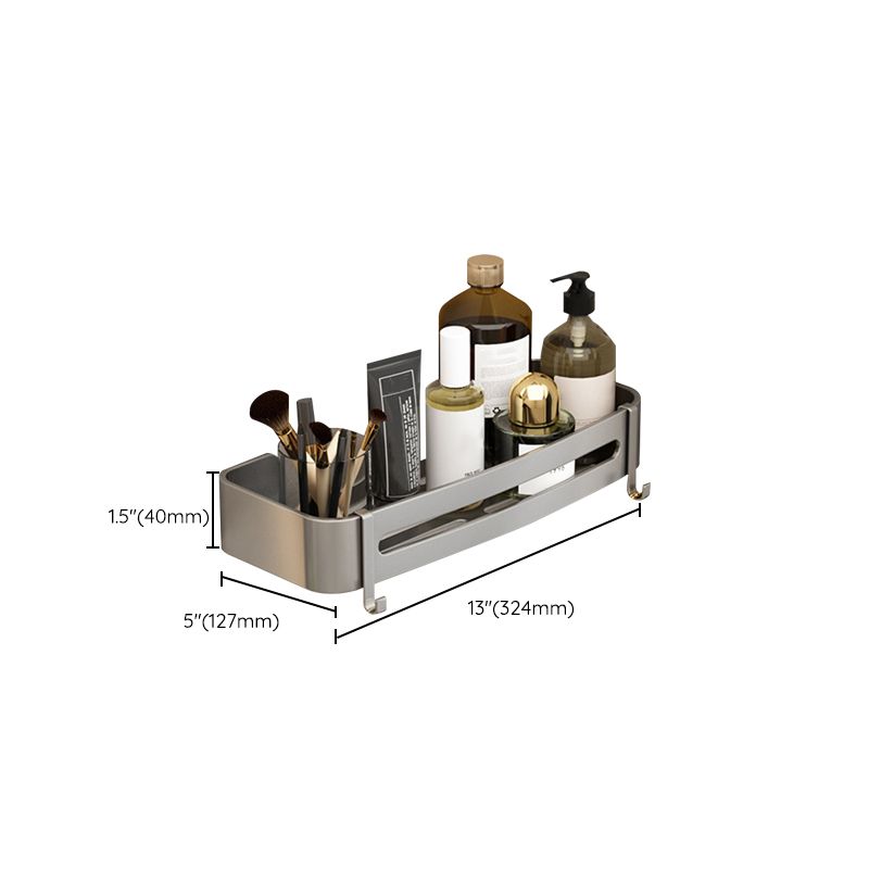Modern Grey Bathroom Accessory Set with Aluminum Shelf