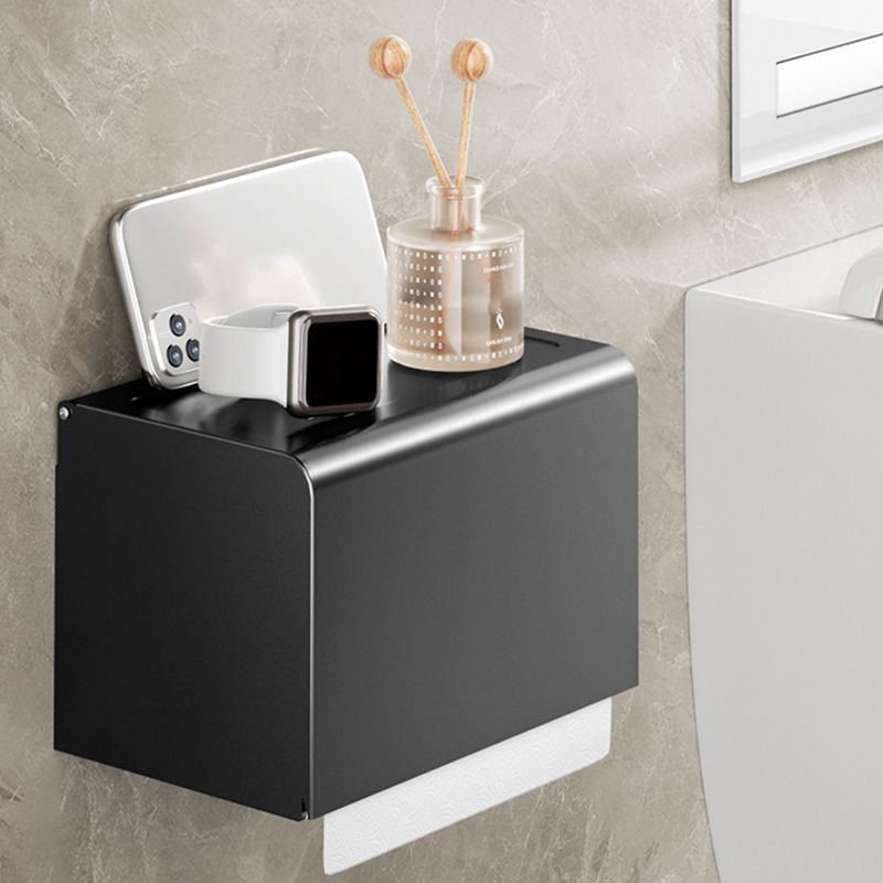 Contemporary Matte Black Bathroom Accessory Set with Shelf and Towel Holder