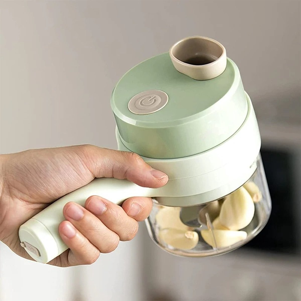 4-in-1 Rechargeable Electric Vegetable Slicer with Collection Bin