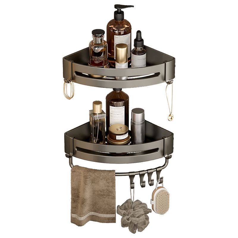 Modern Grey Bathroom Accessory Set with Aluminum Shelf