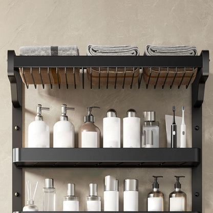 Contemporary Matte Black Bathroom Accessory Set with Shelf and Towel Holder