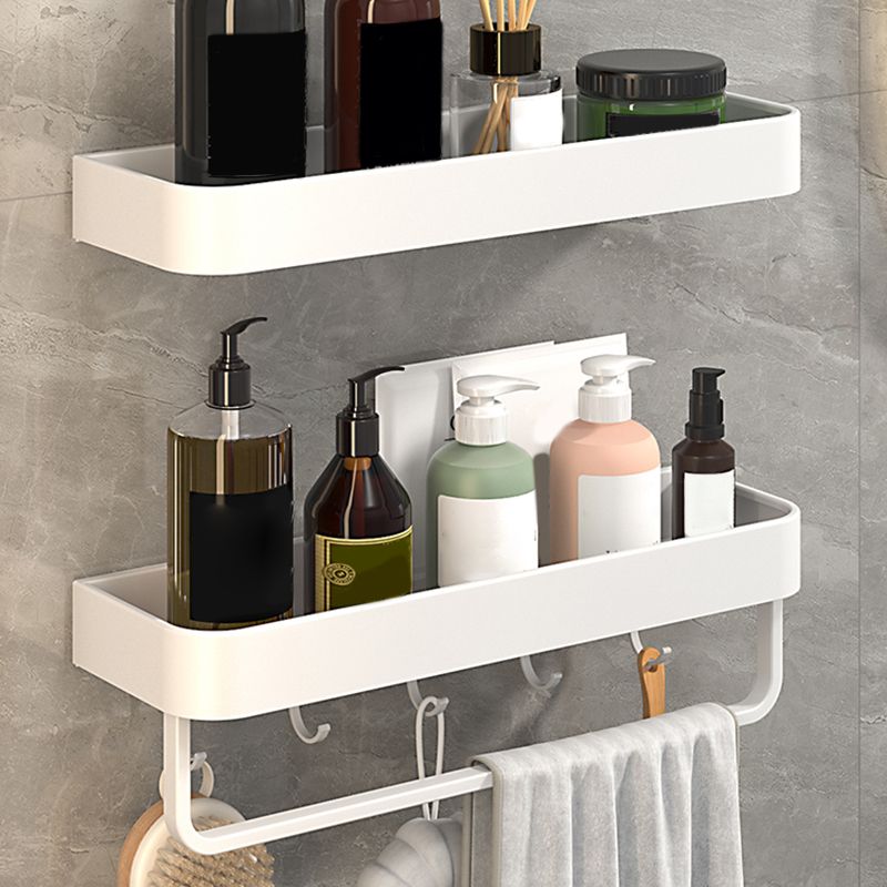 Modern Bathroom Accessories Set - White 2-Piece Shelf and Hardware