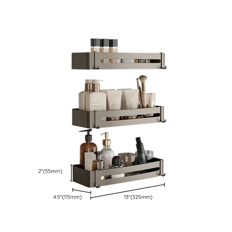 Modern Grey Bathroom Accessory Set with Aluminum Shelf