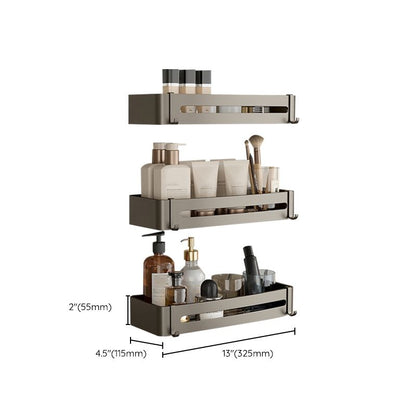 Modern Grey Bathroom Accessory Set with Aluminum Shelf
