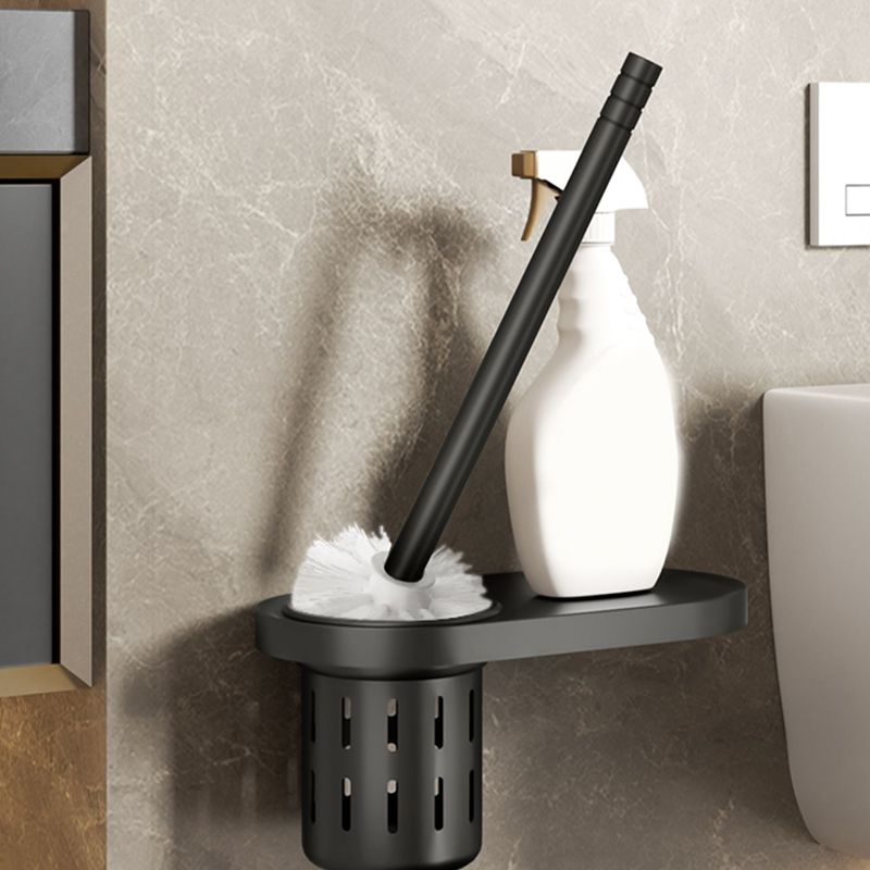 Contemporary Matte Black Bathroom Accessory Set with Shelf and Towel Holder