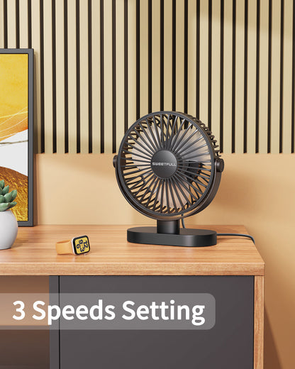 6.5 Inch Portable USB Desk Fan for Home, Office, Car, and Travel