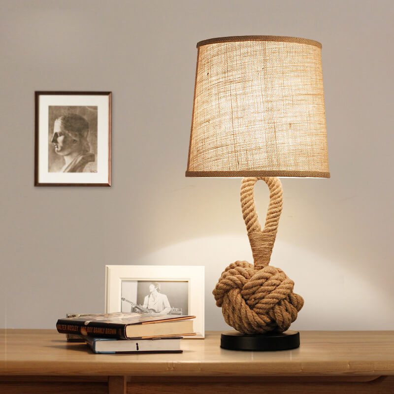 Twine Knot Design Fabric LED Table Lamp - Retro Style, 1-Light