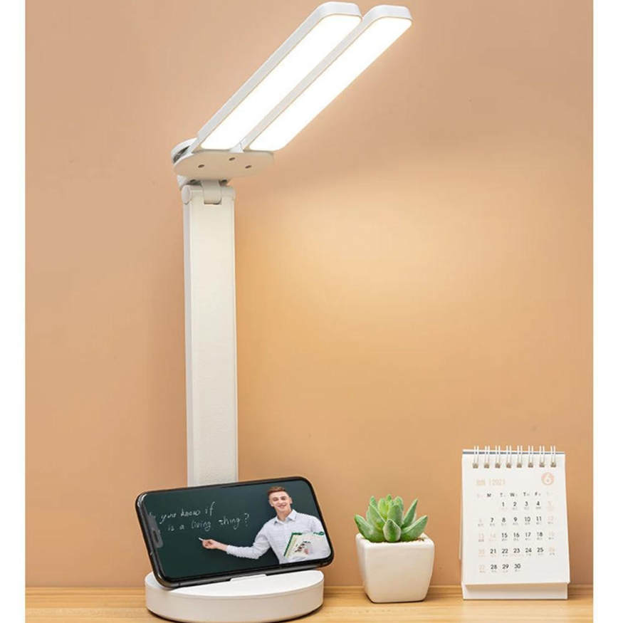 Rechargeable Dimmable Reading Lamp with Adjustable Arm and Phone Stand