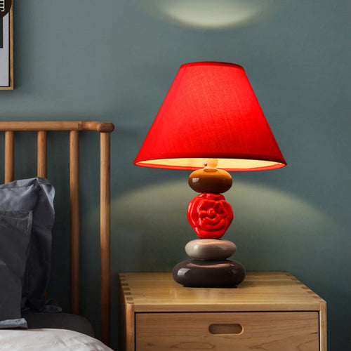 Stylish Table Light featuring a Cone-Shaped Fabric Shade
