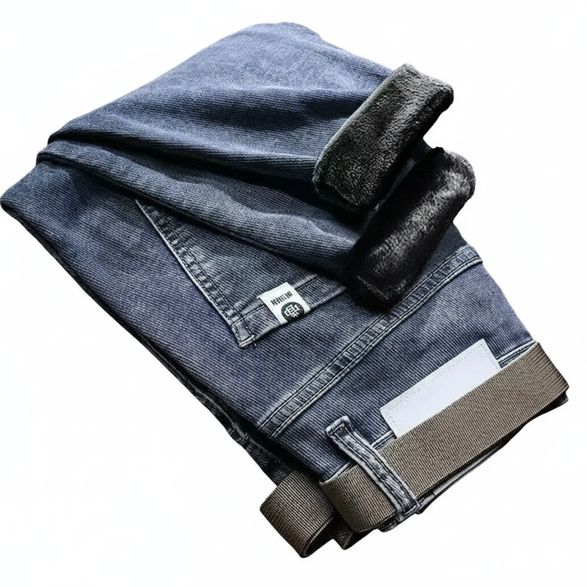 Casual Slim Fit Denim Trousers for Men - Warm Stretchy Vintage Style
