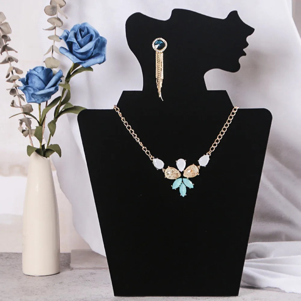 Fabric Jewelry Display Stand - Elegant Bust for Necklaces and Earrings - Black