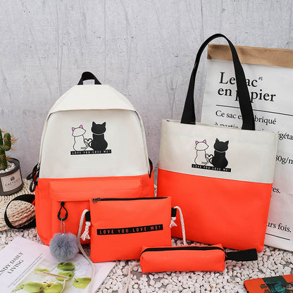 5-Pack Cat-Themed Backpack and Tote Bag Set