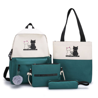 5-Pack Cat-Themed Backpack and Tote Bag Set