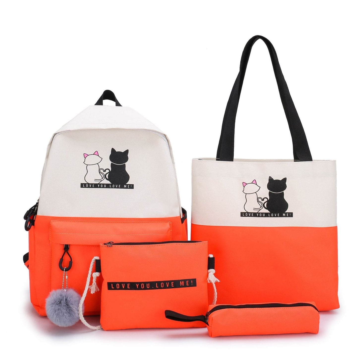 5-Pack Cat-Themed Backpack and Tote Bag Set