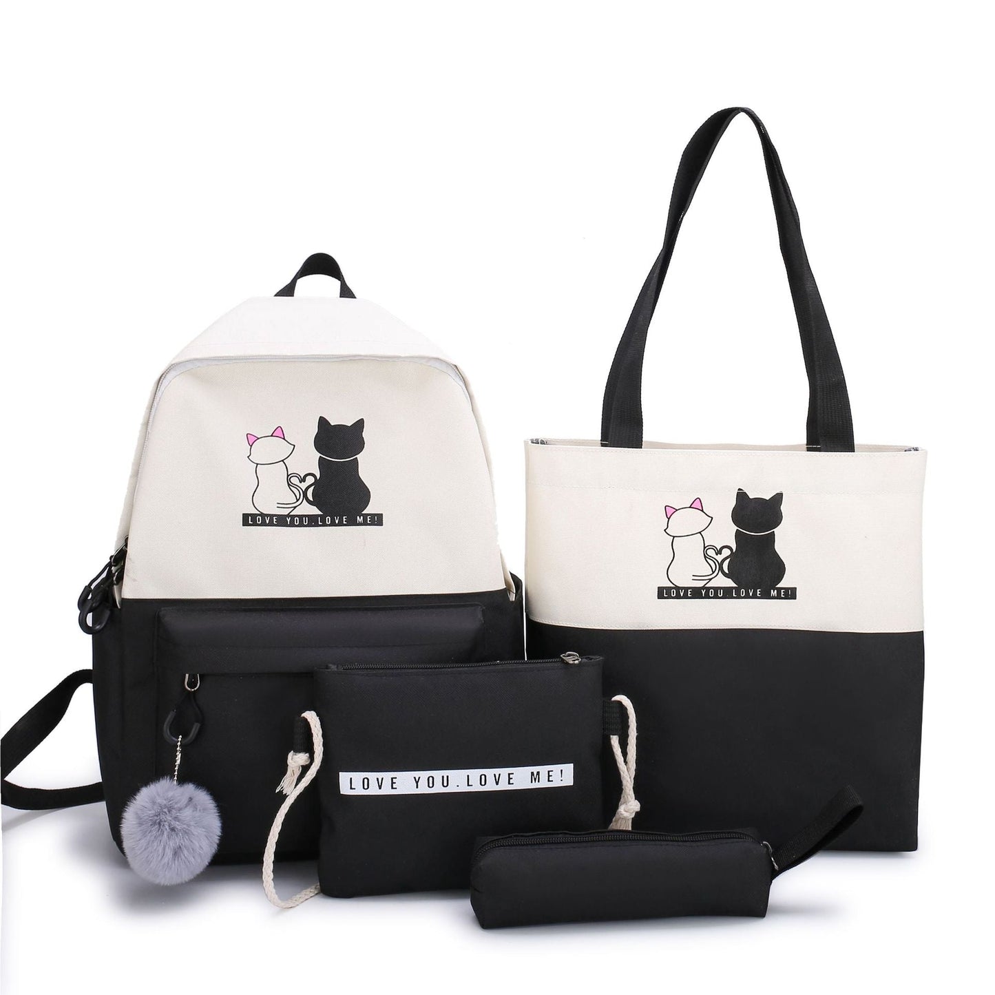 5-Pack Cat-Themed Backpack and Tote Bag Set