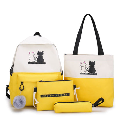 5-Pack Cat-Themed Backpack and Tote Bag Set