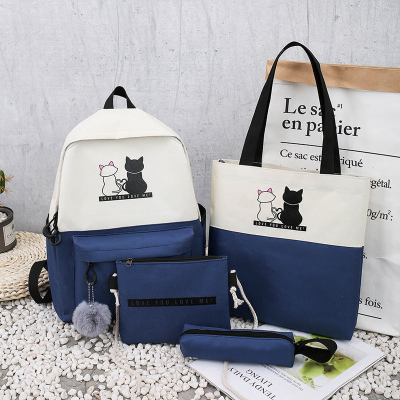 5-Pack Cat-Themed Backpack and Tote Bag Set