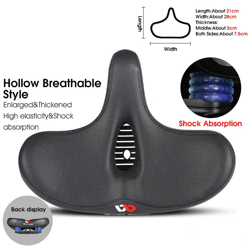 Ergonomic Wide Bicycle Seat – Shock-Absorbing Comfort for Urban and Trail Riding