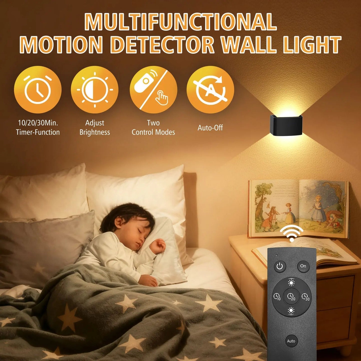Wireless LED Wall Light with Up and Down Lighting | Motion Sensor | Warm White 3000K