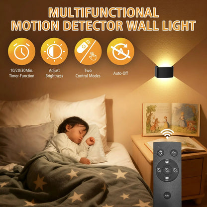 Wireless LED Wall Light with Up and Down Lighting | Motion Sensor | Warm White 3000K