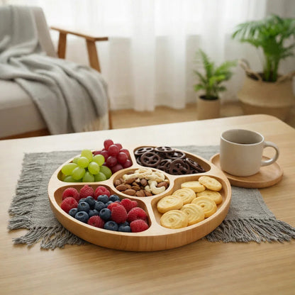 Stylish Bamboo Design for Organized and Separated Snack Storage