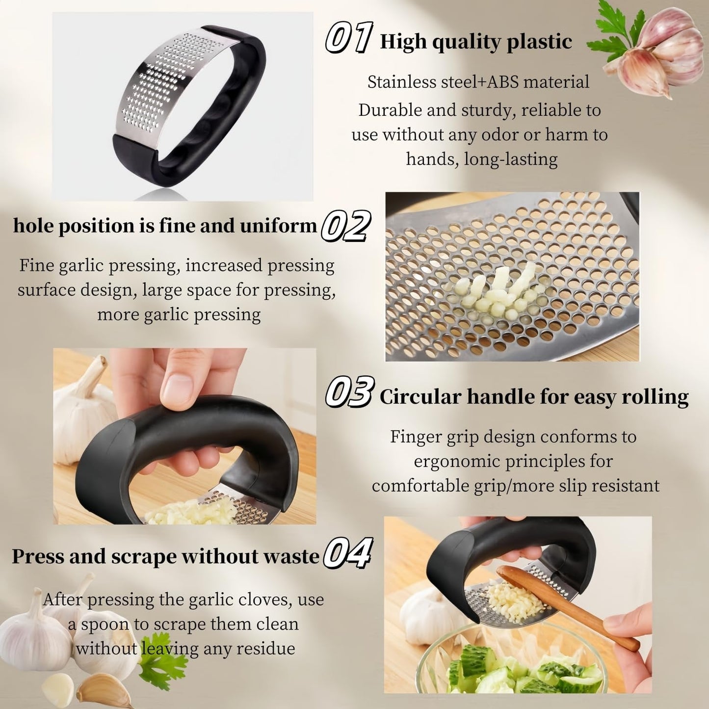 AromaMaster Garlic Press – Effortless Flavor at Your Fingertips