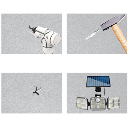 Triple-Head Solar-Powered LED Wall Light