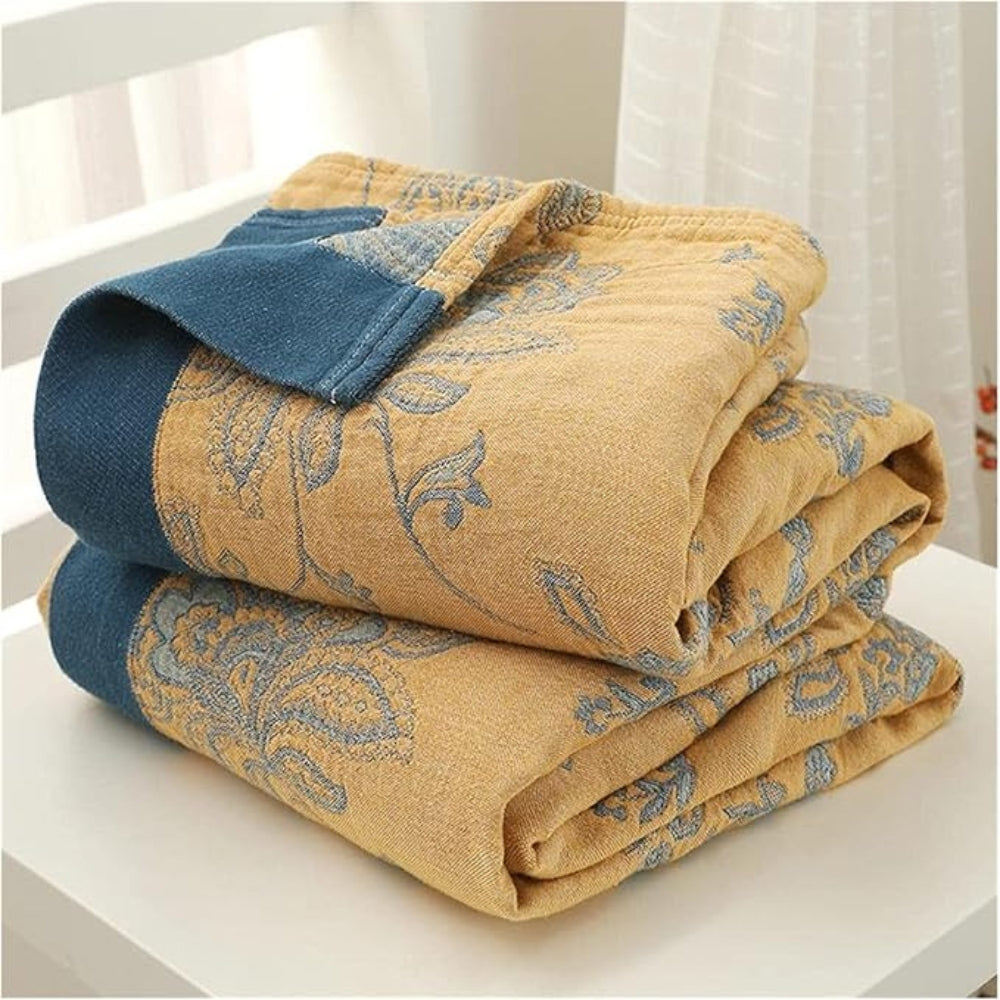 Serene Blossom Cotton Throw for Year-Round Comfort