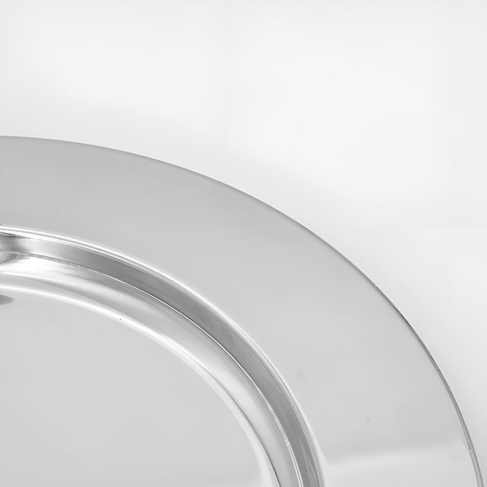 Stylish Round Serving Tray with Wooden Grip Handles