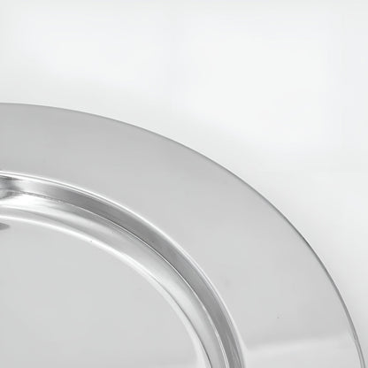 Stylish Round Serving Tray with Wooden Grip Handles