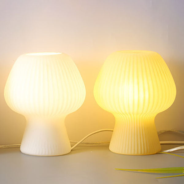 Sturdy Glass Table Lamp with Minimalist Mushroom Design for Bedside