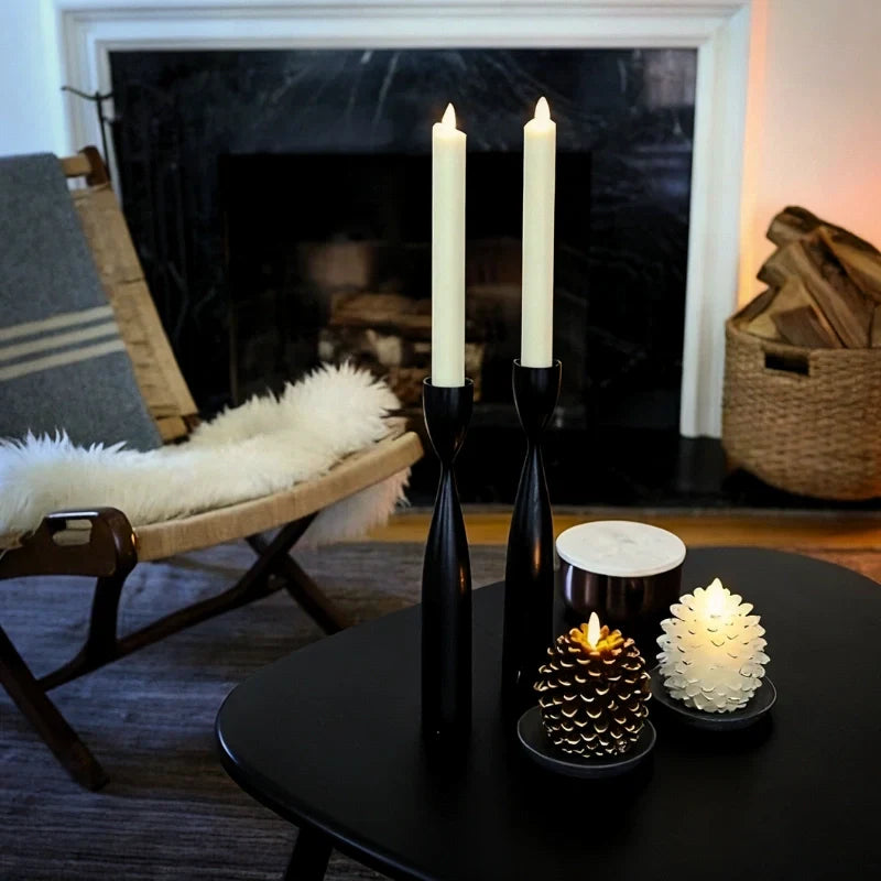 Flameless LED Candles Shaped Like Pinecones – Artisan Style with Remote Timer