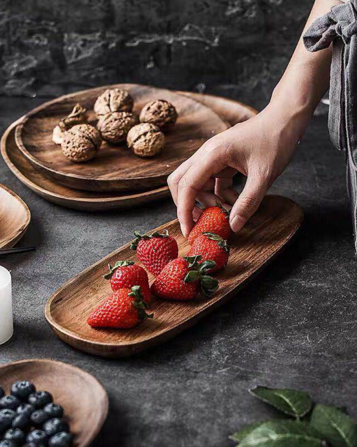 Rustic Wooden Platter Set – Natural Serving Tray for Kitchen Decor