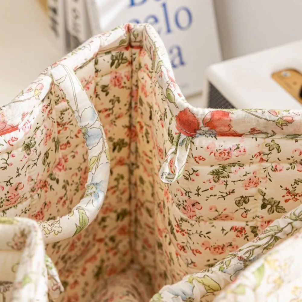 Elegant Floral Fabric Organizer Basket