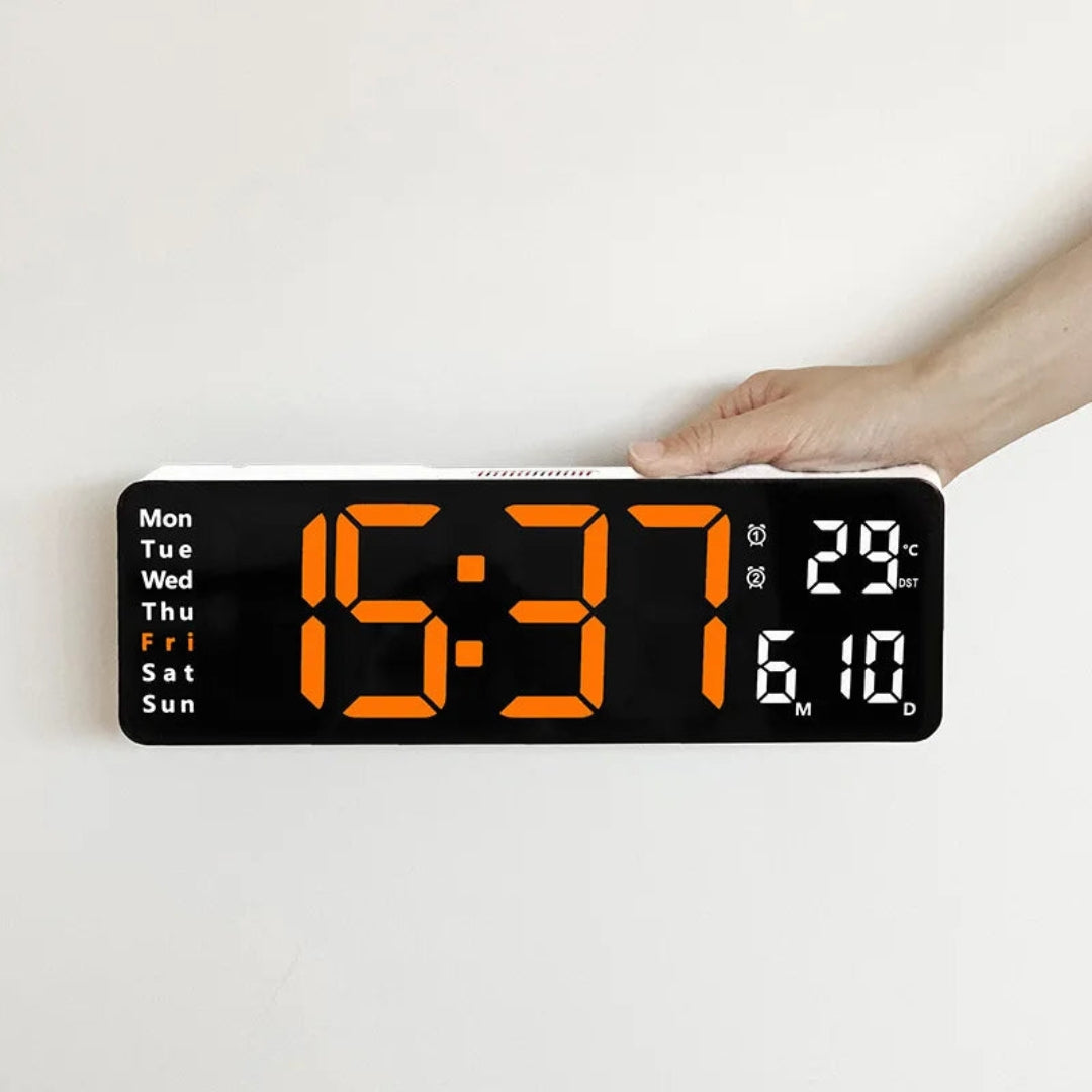 Contemporary LED Wall Clock with Digital Display