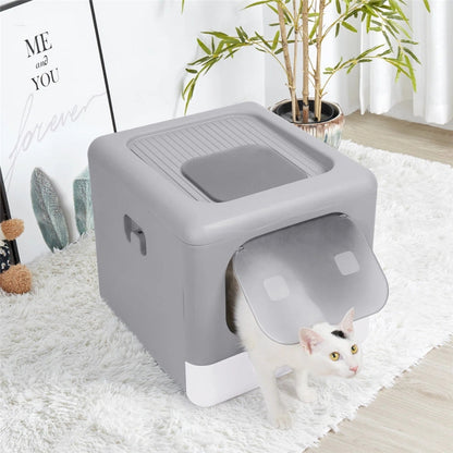 Portable Cat Litter Box - Space-Saving and Collapsible Design