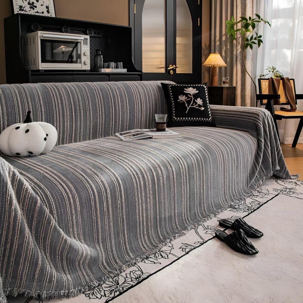 Chic Striped Chenille Sofa Protector
