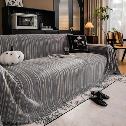 Chic Striped Chenille Sofa Protector