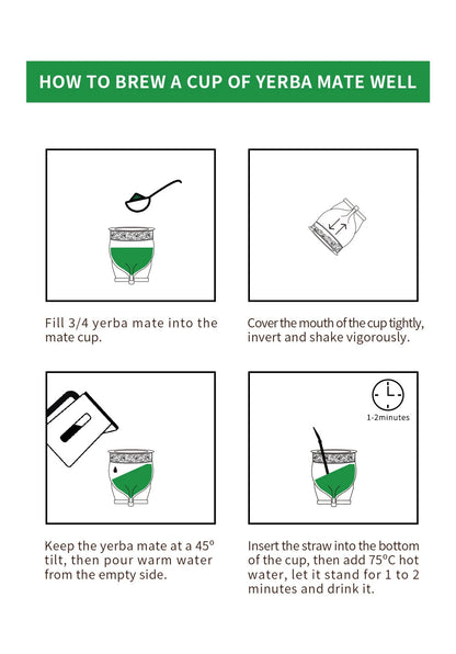 Stainless Steel Yerba Mate Set - Gold Cup, Bombilla Straw, Cleaning Brush