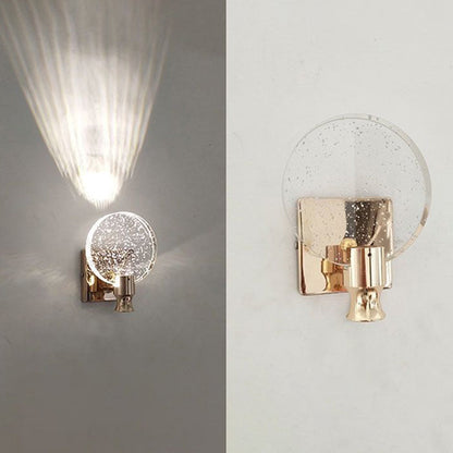 Modern Bedside Lamp - Round LED Wall Sconce in Crystal Design
