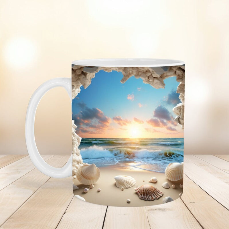 Coastal Serenity 3D Ceramic Coffee Mug