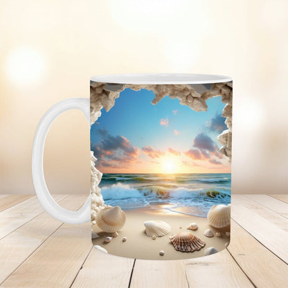 Coastal Serenity 3D Ceramic Coffee Mug