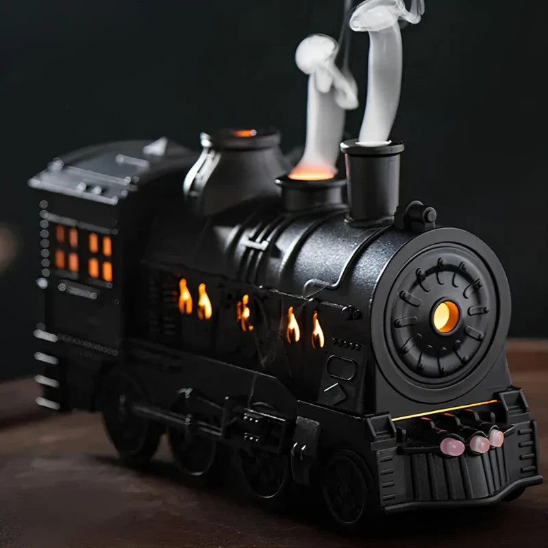 Compact Steam Train Humidifier with Retro Design and Ambient LED Light