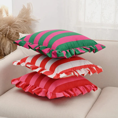 Chic Striped Ruffle Pillow Cover for Elegant Spaces