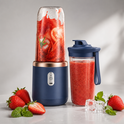 Rechargeable Portable Blender with Two Cups – USB Powered Juicer