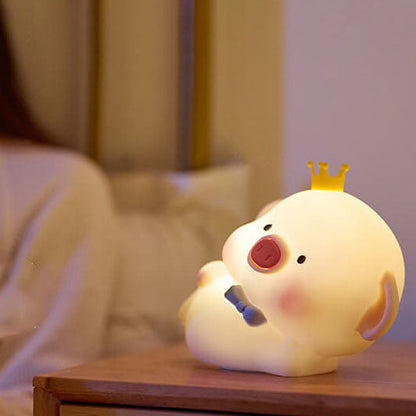 Charming Silicone LED Night Light in Pig Shape - Contemporary Table Lamp