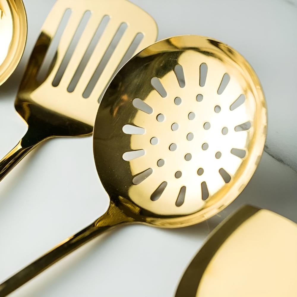 Elegant Gold-Plated Kitchen Utensil Collection