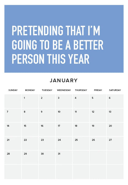 Embrace Adulting 2024 Wall Calendar | Sarcastic Humor