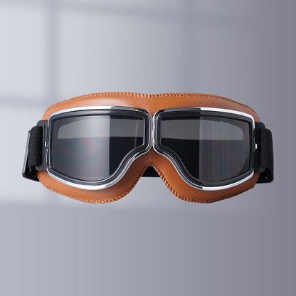 Vintage Motorcycle Goggles with Interchangeable Lenses and Padded Comfort